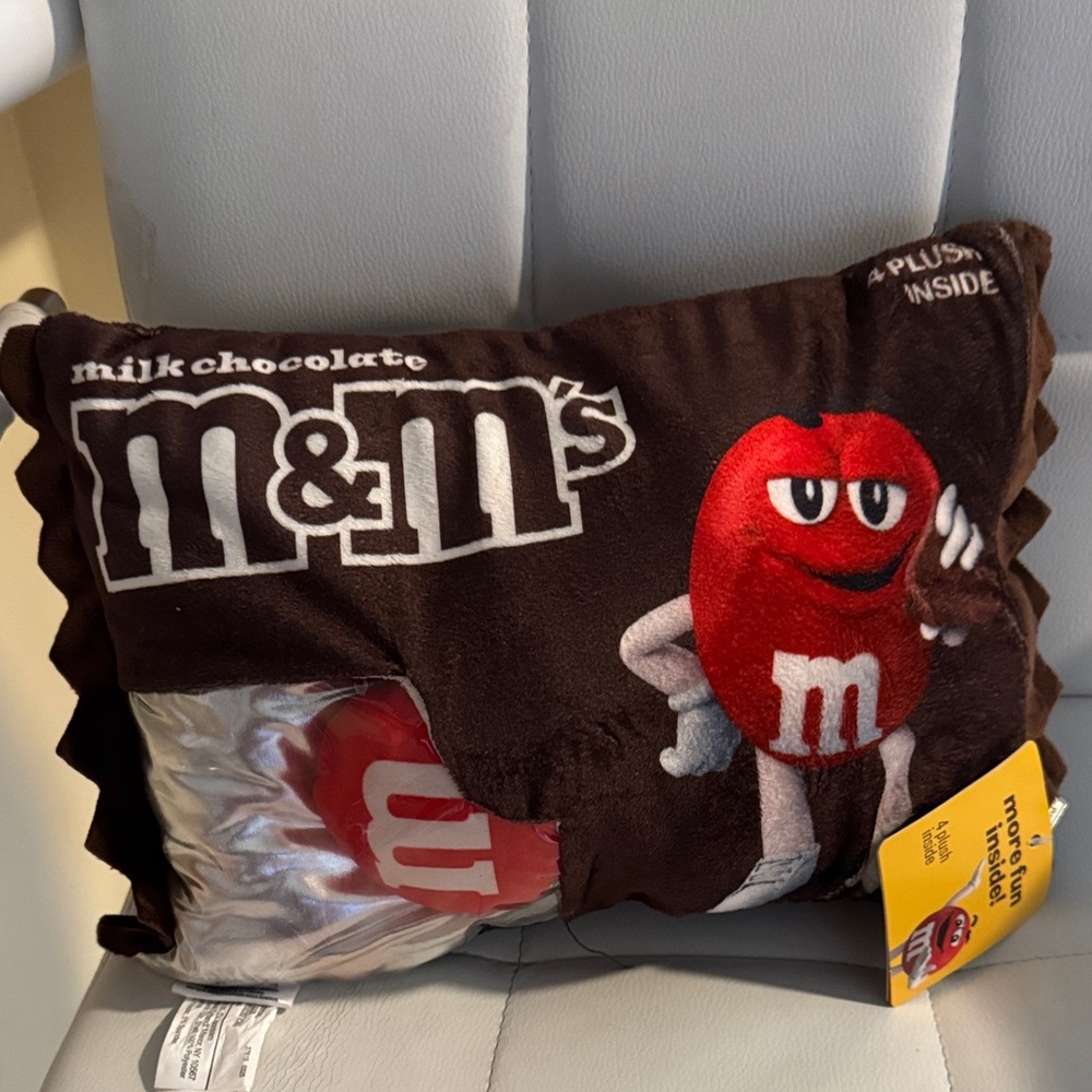 M&M'S Red Character Plush Accent Pillow in Brown